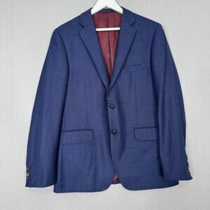Byron British Style Blazer Mens 42R Blue Textured Wool Dover 2 Jacket Sport Coat